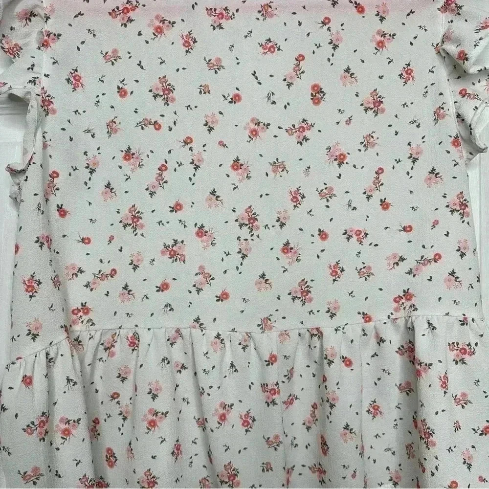 Ardene  Peplum Top White/Pink/Red Floral Size Large - Picture 15 of 16